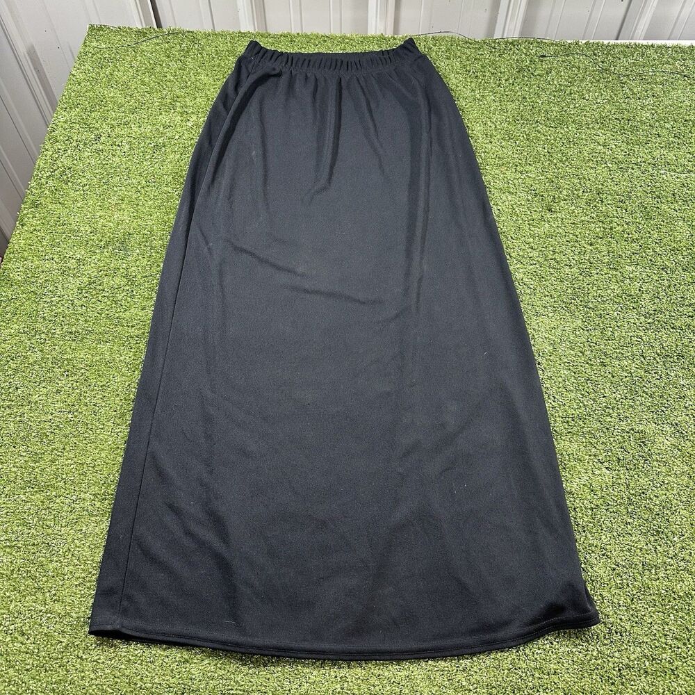 Kathie Lee Collection Womens Black 100% Polyester Elastic Waist Maxi Skirt S
